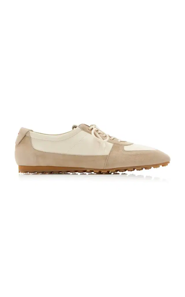 Aeyde Uma Suede-Trimmed Satin Sneakers