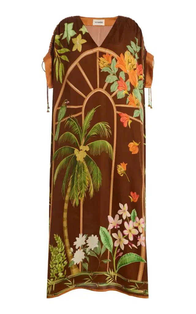 VERANDAH Drawstring Satin Kaftan