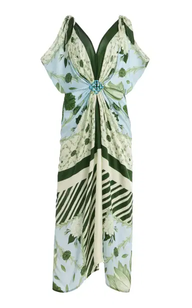 VERANDAH Hand-Knotted Draped Satin Maxi Dress | Thumbnail 1