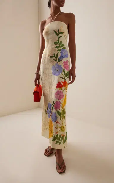 VERANDAH Floral Garden Linen-Satin Dress | Thumbnail 2