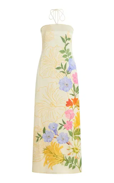 VERANDAH Floral Garden Linen-Satin Dress | Thumbnail 7