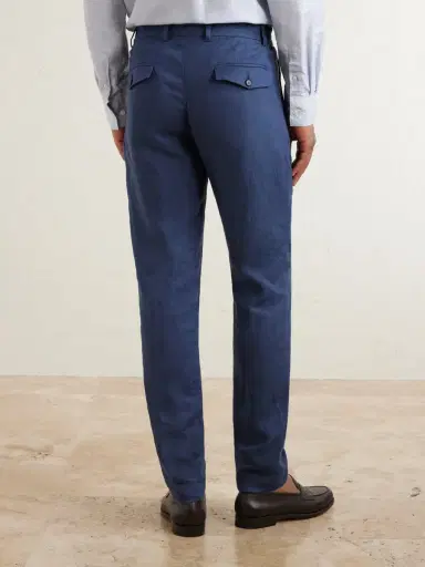 ELEVENTY Flat Front Chino Linen Trousers - Men | Thumbnail 4