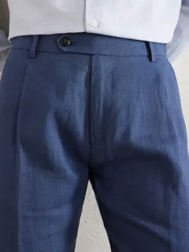 ELEVENTY Flat Front Chino Linen Trousers - Men | Thumbnail 5