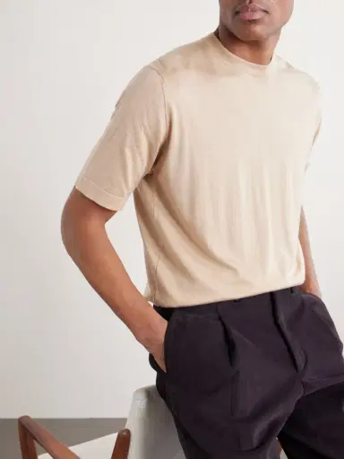 Thom Sweeney Cashmere and Silk-Blend Knitted T-Shirt - Men | Thumbnail 5 Thom Sweeney Cashmere and Silk-Blend Knitted T-Shirt - Men | Thumbnail 5