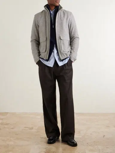 HERNO Houndstooth Linen-Blend Bomber Jacket - Men | Thumbnail 2 HERNO Houndstooth Linen-Blend Bomber Jacket - Men | Thumbnail 2