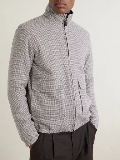 HERNO Houndstooth Linen-Blend Bomber Jacket - Men | Thumbnail 3 HERNO Houndstooth Linen-Blend Bomber Jacket - Men | Thumbnail 3