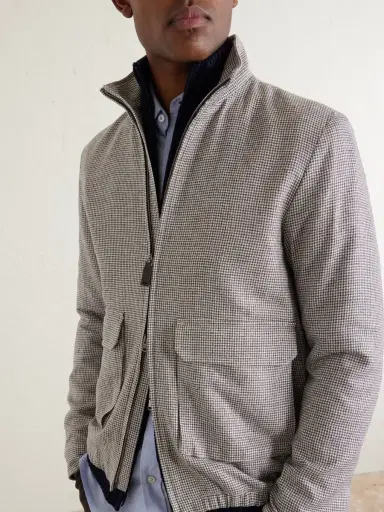HERNO Houndstooth Linen-Blend Bomber Jacket - Men | Thumbnail 5 HERNO Houndstooth Linen-Blend Bomber Jacket - Men | Thumbnail 5