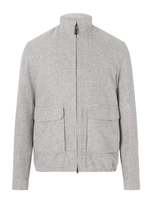 Houndstooth Linen-Blend Bomber Jacket - Men