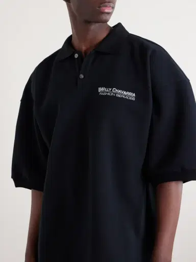 Willy Chavarria Logo-Embroidered Cotton-Piqué Polo Shirt - Men | Thumbnail 5