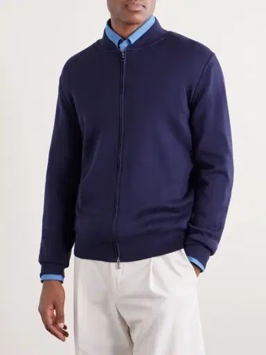 Thom Sweeney Zip-Up Cotton Sweater - Men | Thumbnail 3