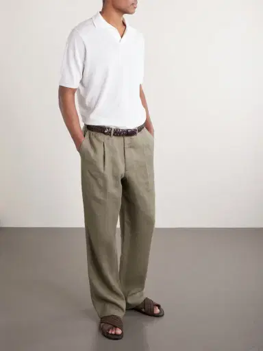 Thom Sweeney Linen and Cotton-Blend Polo Shirt - Men | Thumbnail 2