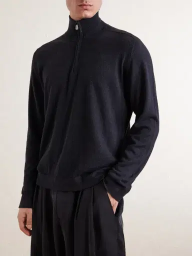PIACENZA 1733 Lupetto Cashmere and Linen-Blend Half-Zipped Sweater - Men | Thumbnail 3 PIACENZA 1733 Lupetto Cashmere and Linen-Blend Half-Zipped Sweater - Men | Thumbnail 3