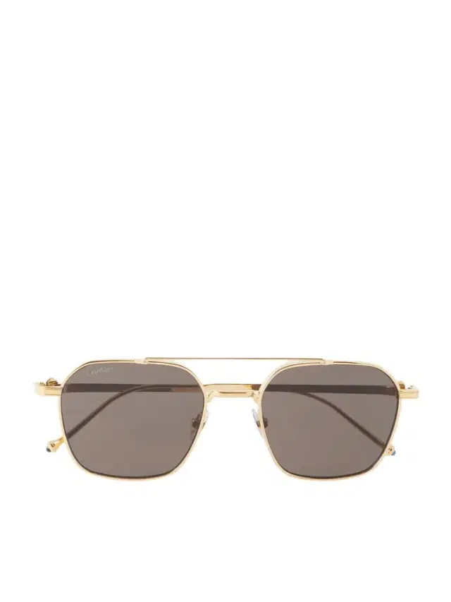 Cartier Eyewear Pasha Square-Frame Gold-Tone Sunglasses - Men