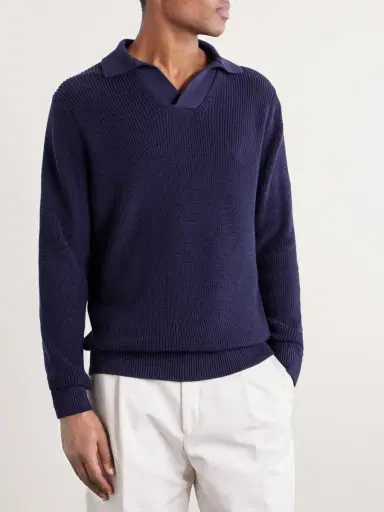 Thom Sweeney Cotton Polo Sweater - Men | Thumbnail 3