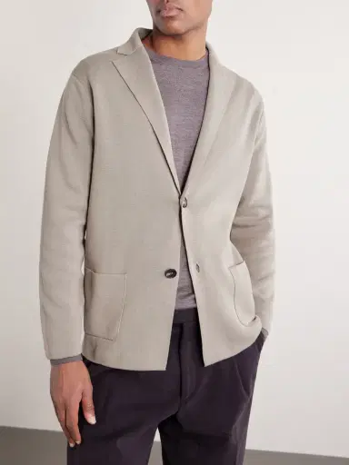 Thom Sweeney Cotton Crepe Knitted Blazer - Men | Thumbnail 3 Thom Sweeney Cotton Crepe Knitted Blazer - Men | Thumbnail 3
