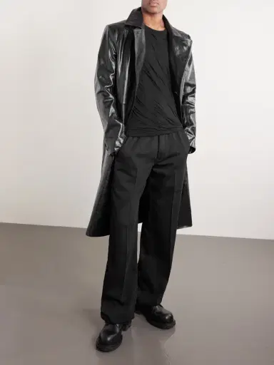 Rick Owens Mastodon Leather Trench Coat - Men | Thumbnail 2 Rick Owens Mastodon Leather Trench Coat - Men | Thumbnail 2