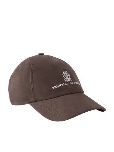 Brunello Cucinelli Logo-Embroidered Suede Cap - Men | Thumbnail 1 Brunello Cucinelli Logo-Embroidered Suede Cap - Men | Thumbnail 1