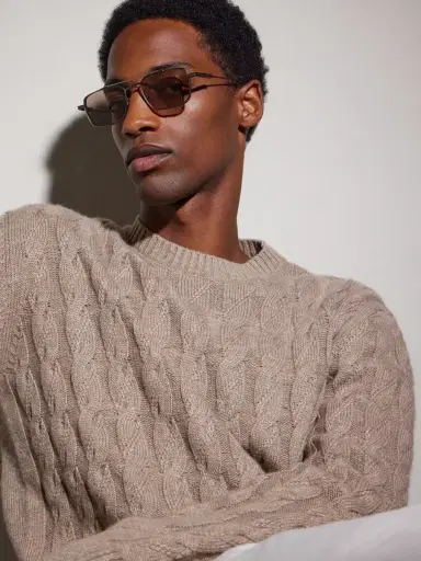 Zegna Geometric Round-Frame Titanium Sunglasses - Men | Thumbnail 2