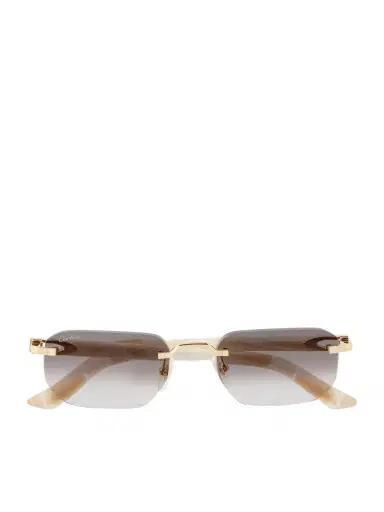 Cartier Eyewear Signature C Square-Frame Gold-Tone and Acetate Sunglasses - Men | Thumbnail 1