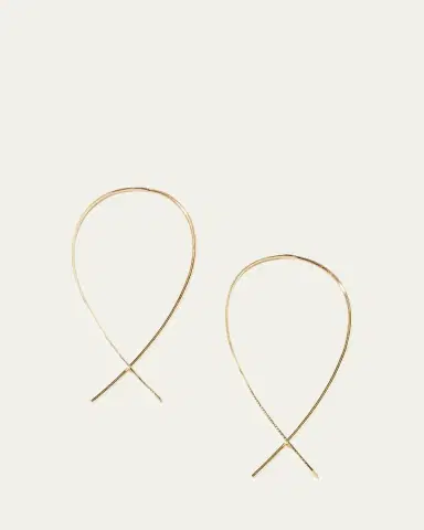 Lana 14K Gold Small Elongated Flat Upside Down Hoops | Thumbnail 5 Lana 14K Gold Small Elongated Flat Upside Down Hoops | Thumbnail 5