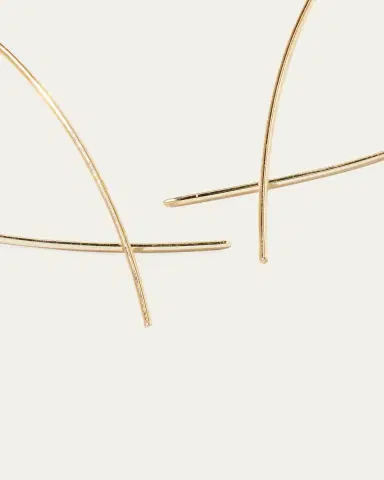 Lana 14K Gold Small Elongated Flat Upside Down Hoops | Thumbnail 6 Lana 14K Gold Small Elongated Flat Upside Down Hoops | Thumbnail 6