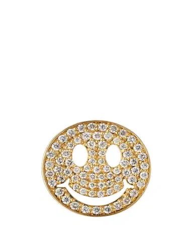 Sydney Evan Large Pave Diamond Happy Face Stud Earring | Thumbnail 1
