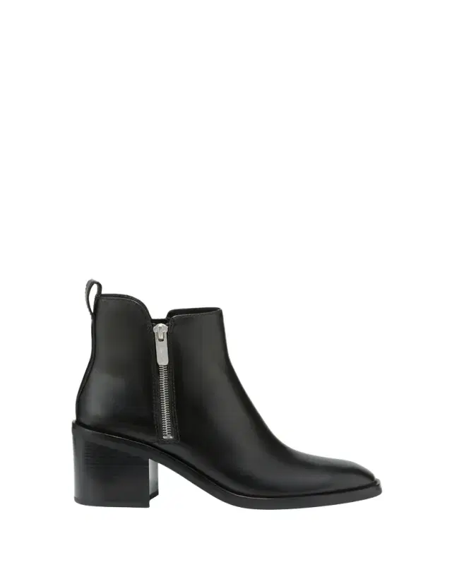 Alexa Leather Double-Zip Ankle Booties