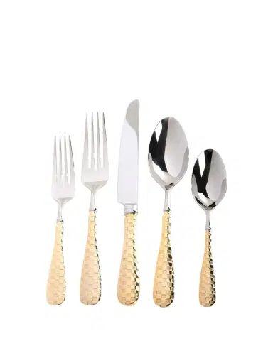 MacKenzie-Childs 5-Piece Check Gold-Plate Place Setting | Thumbnail 1