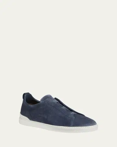 ZEGNA Men's Triple-Stitch Suede Slip-On Low-Top Sneakers | Thumbnail 2