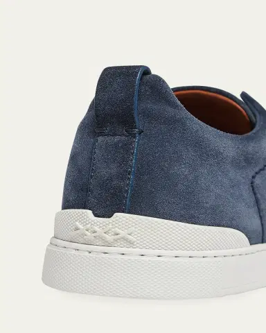 ZEGNA Men's Triple-Stitch Suede Slip-On Low-Top Sneakers | Thumbnail 3