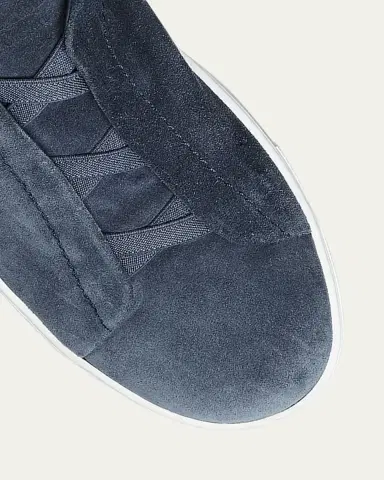 ZEGNA Men's Triple-Stitch Suede Slip-On Low-Top Sneakers | Thumbnail 4
