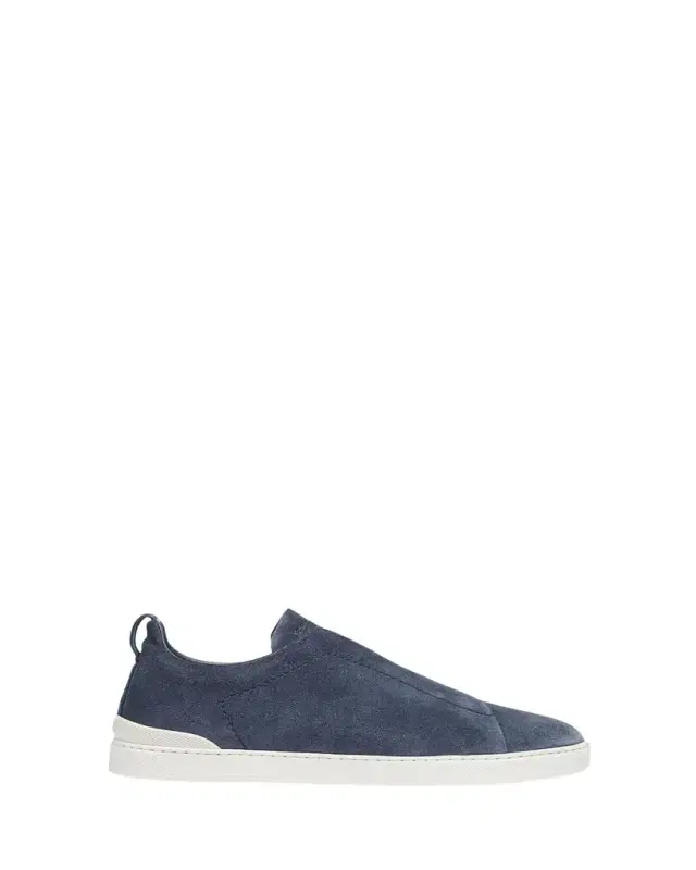 Men's Triple-Stitch Suede Slip-On Low-Top Sneakers