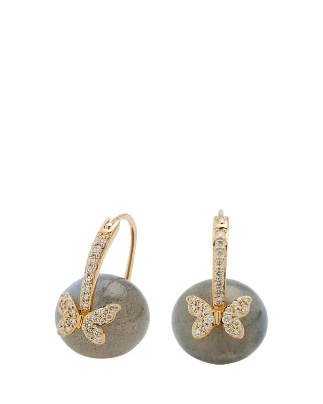 Sydney Evan 18k Labradorite Bead and Diamond Butterfly Earrings