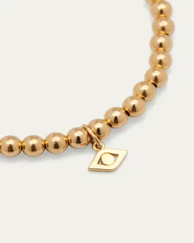 Sydney Evan 14K Evil Eye Link Charm on Round Gold Bead Bracelet | Thumbnail 3 Sydney Evan 14K Evil Eye Link Charm on Round Gold Bead Bracelet | Thumbnail 3