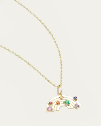 Sydney Evan Rainbow Charm on Cable Chain Necklace | Thumbnail 3