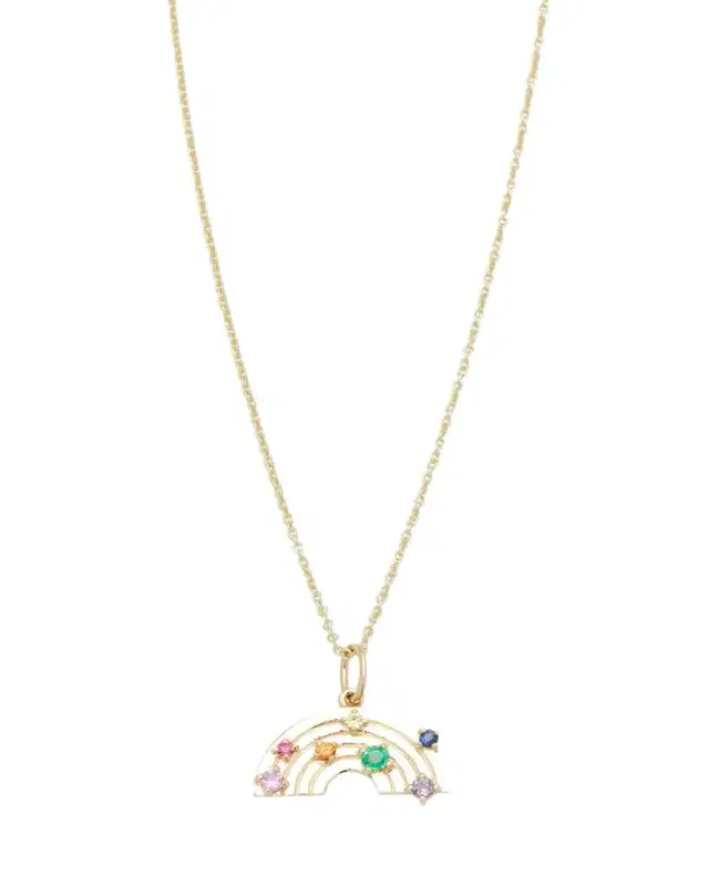 Rainbow Charm on Cable Chain Necklace