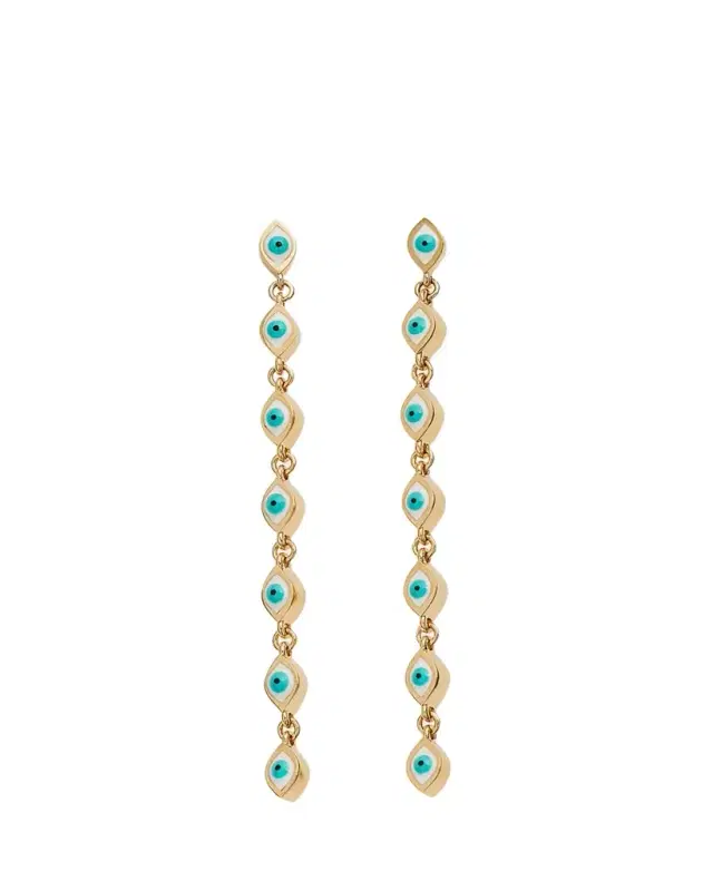 Sydney Evan 14K Linked Enamel Drop Earrings