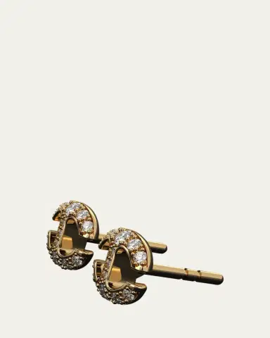 Hoorsenbuhs 18K Yellow Gold Small Link Stud Earrings with White Diamonds | Thumbnail 2 Hoorsenbuhs 18K Yellow Gold Small Link Stud Earrings with White Diamonds | Thumbnail 2