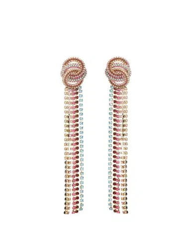 Oscar de la Renta Infinity Crystal Fringe Earrings | Thumbnail 1