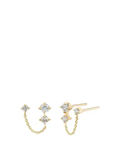 Lizzie Mandler Fine Jewelry Wave Double-Piercing 3 Diamond Stud Earring, Single | Thumbnail 1