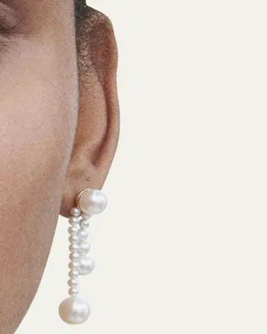 Sophie Bille Brahe Ruban De Perle Short 2-Strand Drop Earrings in Freshwater Pearls | Thumbnail 2