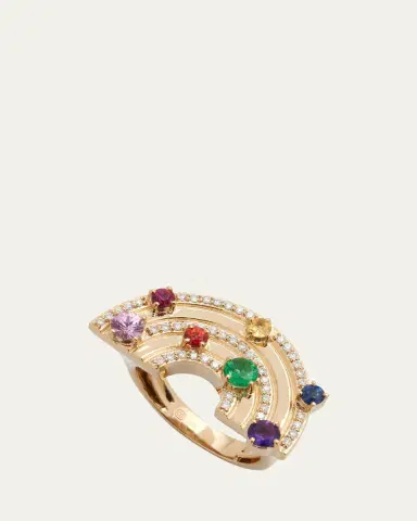 Sydney Evan 14K Rainbow Block Ring | Thumbnail 3 Sydney Evan 14K Rainbow Block Ring | Thumbnail 3