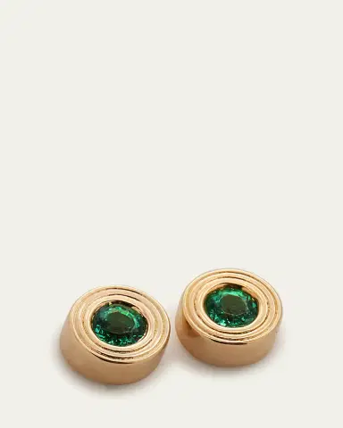 Sydney Evan 14k Yellow Gold Fluted Emerald Stud Earrings | Thumbnail 6