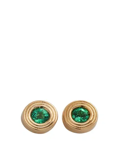 Sydney Evan 14k Yellow Gold Fluted Emerald Stud Earrings | Thumbnail 1
