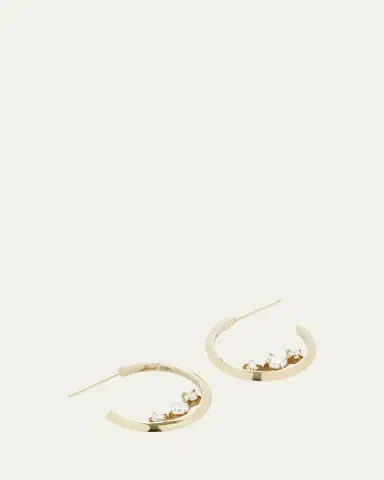 Lizzie Mandler Fine Jewelry Eclat 3 Diamond Knife Edge Hoop Earrings | Thumbnail 3