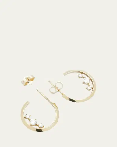Lizzie Mandler Fine Jewelry Eclat 3 Diamond Knife Edge Hoop Earrings | Thumbnail 4