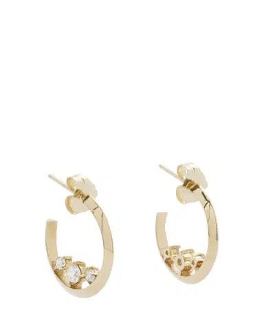 Lizzie Mandler Fine Jewelry Eclat 3 Diamond Knife Edge Hoop Earrings | Thumbnail 1