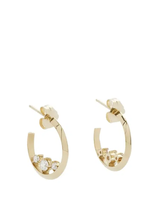 Eclat 3 Diamond Knife Edge Hoop Earrings