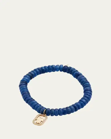 Sydney Evan Diamond Hamsa Charm on Blue Kyanite Rondelle Bracelet | Thumbnail 4