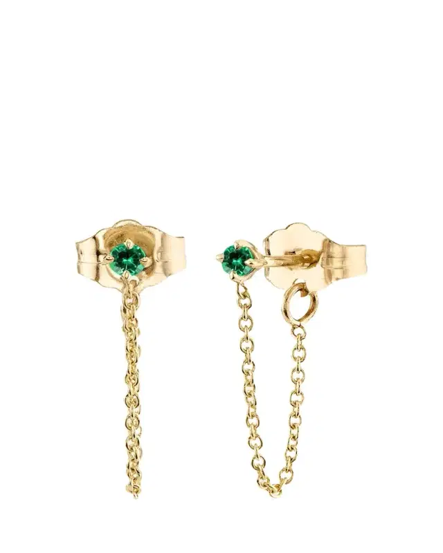 Lizzie Mandler Fine Jewelry Round Emerald Cable Chain Huggie Earring, Single
